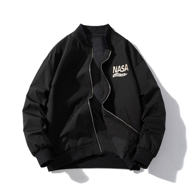画像2: NASA x Spaceship Illustration Varsity Jacket stadium jacket baseball uniform jacket blouson ユニセックス男女兼用NASAナサ×宇宙船イラストスタジアムジャンパー スタジャン ジャケットブルゾン (2)