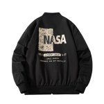 画像1: NASA x Spaceship Illustration Varsity Jacket stadium jacket baseball uniform jacket blouson ユニセックス男女兼用NASAナサ×宇宙船イラストスタジアムジャンパー スタジャン ジャケットブルゾン (1)