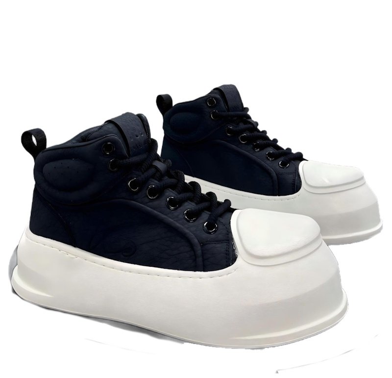 画像3: Thick-soled leather high-top lace-up sneaker boots　男女兼用ユニセックスレザープラットフォームハイカットレースアップスニーカーマーティンブーツ (3)