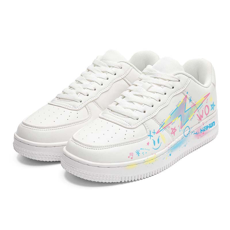 画像3: Unisex Graphic Art Lace-Up Leather Sneakerssneakers　ユニセックス男女兼用厚底レザーグラフィックアートレースアップスニーカーシューズ (3)