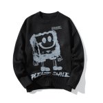 画像4: Men's and women's SpongeBob print casual crew neck sweater ユニセックス 男女兼用 スポンジボブ プリントカジュアルクルーネックセーター (4)