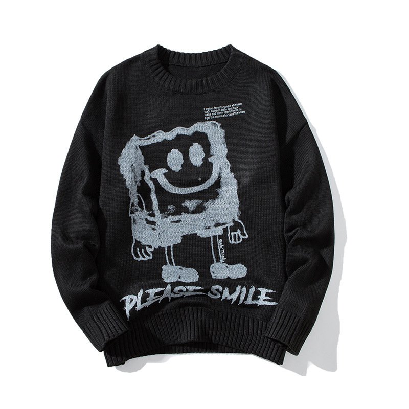 画像4: Men's and women's SpongeBob print casual crew neck sweater ユニセックス 男女兼用 スポンジボブ プリントカジュアルクルーネックセーター (4)