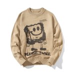 画像2: Men's and women's SpongeBob print casual crew neck sweater ユニセックス 男女兼用 スポンジボブ プリントカジュアルクルーネックセーター (2)