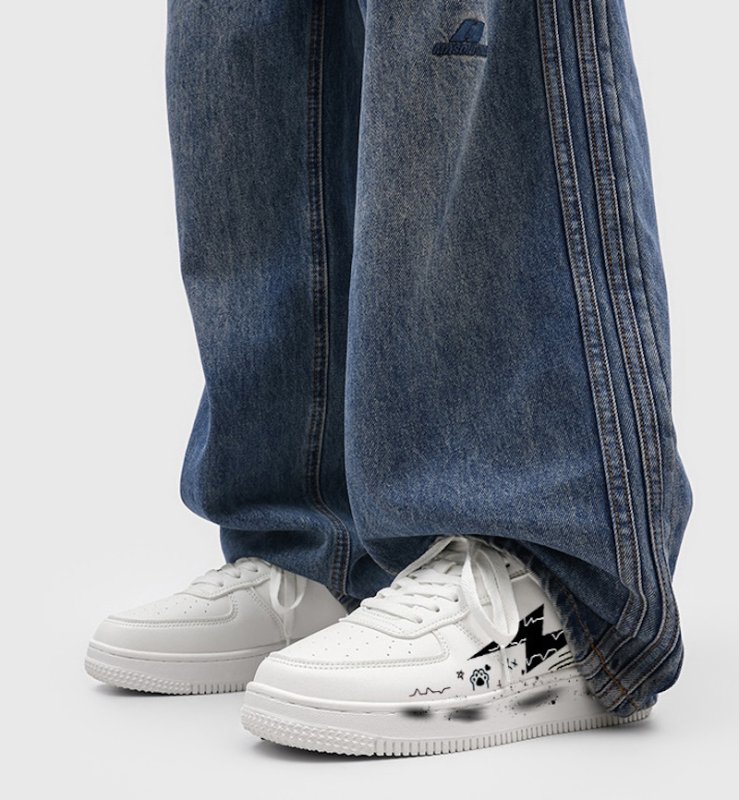 画像7: Unisex Graphic Art Lace-Up Leather Sneakerssneakers　ユニセックス男女兼用厚底レザーグラフィックアートレースアップスニーカーシューズ (7)