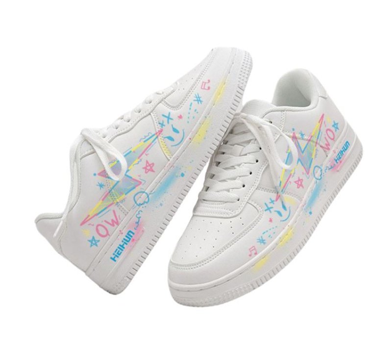 画像6: Unisex Graphic Art Lace-Up Leather Sneakerssneakers　ユニセックス男女兼用厚底レザーグラフィックアートレースアップスニーカーシューズ (6)