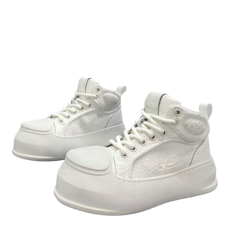 画像2: Thick-soled leather high-top lace-up sneaker boots　男女兼用ユニセックスレザープラットフォームハイカットレースアップスニーカーマーティンブーツ (2)