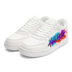 画像1: Unisex Graphic Art Lace-Up Leather Sneakerssneakers　ユニセックス男女兼用厚底レザーグラフィックアートレースアップスニーカーシューズ (1)