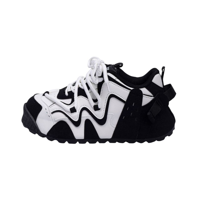 画像1: Unisex Platform Lace-Up Leather Sneakerssneakers　ユニセックス男女兼用厚底プラットフォームレザーレースアップスニーカーシューズ (1)