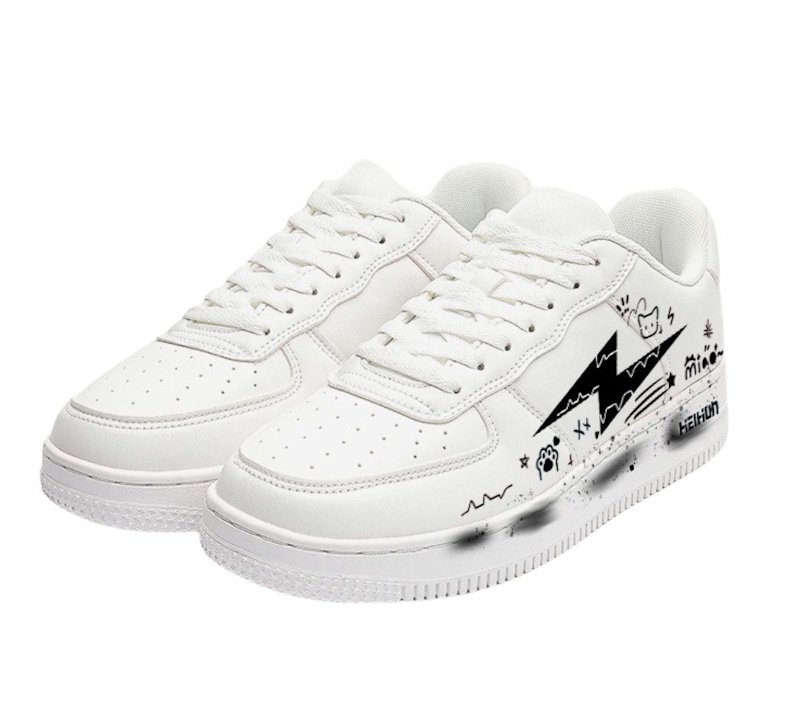 画像5: Unisex Graphic Art Lace-Up Leather Sneakerssneakers　ユニセックス男女兼用厚底レザーグラフィックアートレースアップスニーカーシューズ (5)