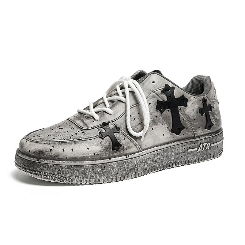 画像1: Unisex AF1 x CH Style with Cross Patch Shoes Sneaker ユニセックス クロス 十字架 パッチ スニーカー シューズ  (1)