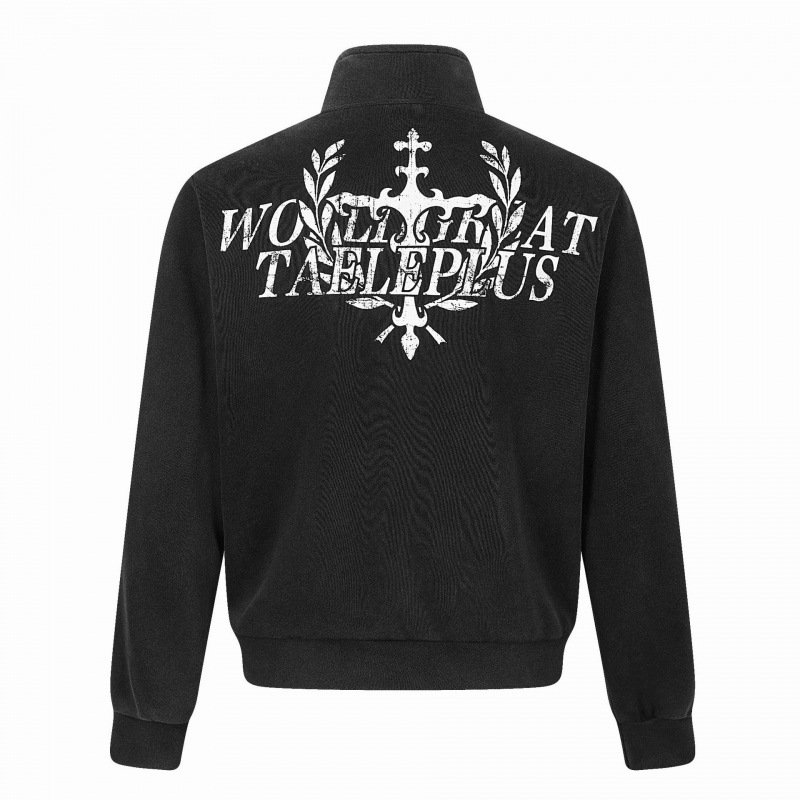 画像2: Emblem-Print Stand-Collar Zip-Up Sweat Jacket blouson ユニセックス男女兼用エンブレムプリントスタンドカラージップアップスタジアムジャンパー スタジャン ジャケットブルゾン (2)