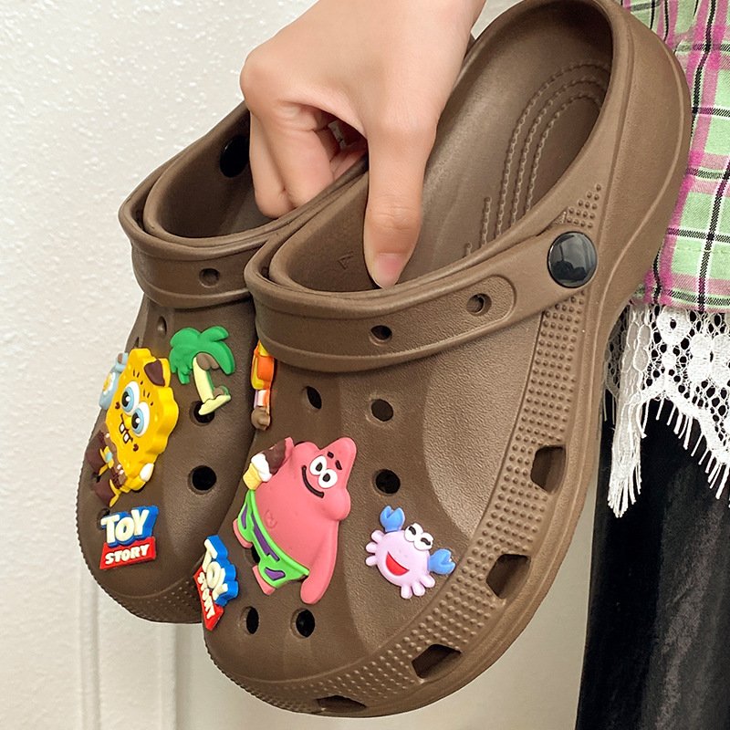 画像3: SpongeBob sandals slippers スポンジボブ チャーム付き 厚底 シャワー ステッピング クロッグ サンダル スリッパ (3)