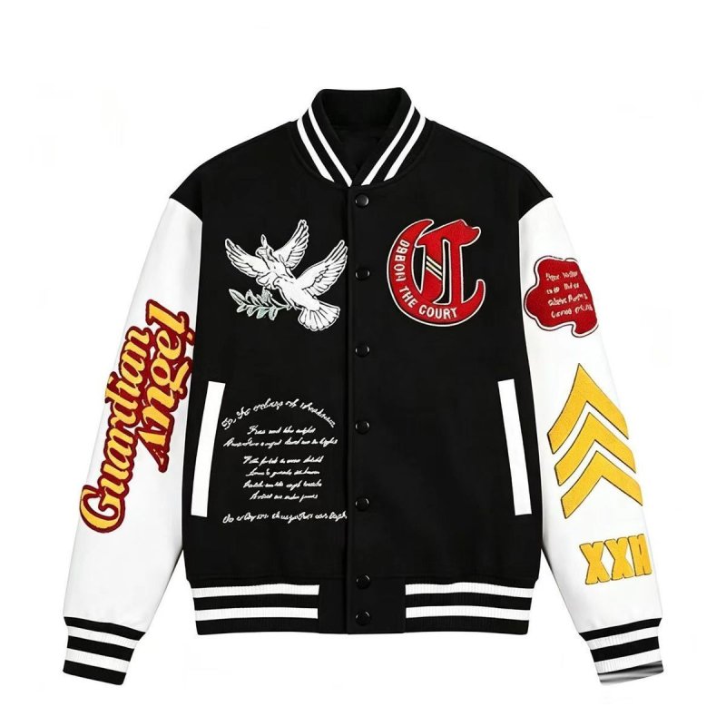 画像3: Guardian angel embroidery baseball uniform jacket blouson ユニセックス男女兼用ガーディアンエンジェル守護天使刺繍スタジアムジャンパー スタジャン ジャケットブルゾン (3)