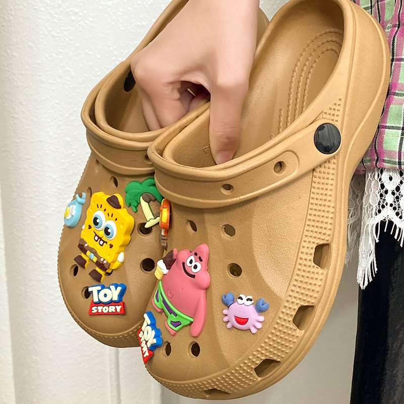 画像4: SpongeBob sandals slippers スポンジボブ チャーム付き 厚底 シャワー ステッピング クロッグ サンダル スリッパ (4)