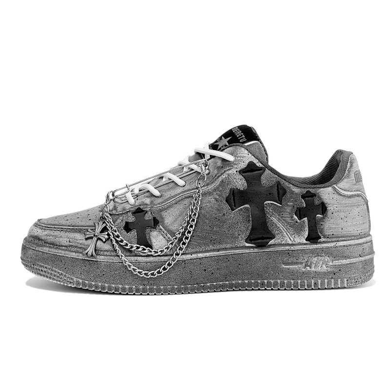画像2: Unisex AF1 x CH Style with Cross Patch Shoes Sneaker ユニセックス クロス 十字架 パッチ スニーカー シューズ  (2)