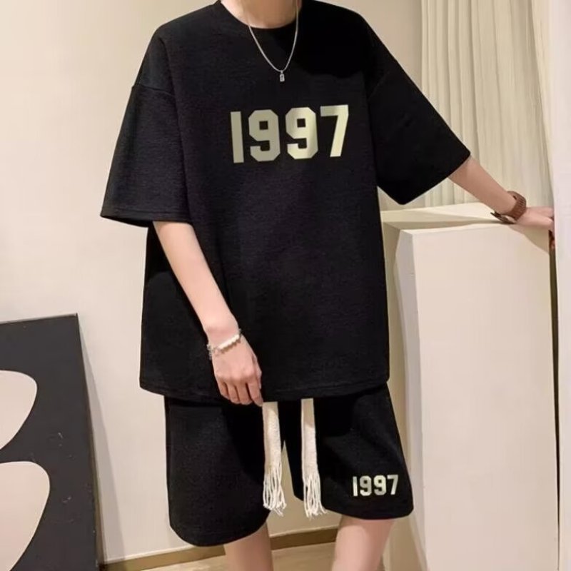画像5: 1997 Over Size Print T-shirt and Short Pants Set Up ユニセックス 男女兼用 1997 ロゴ プリント オーバーサイズ  Tシャツ & ショートパンツ セットアップ (5)