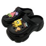 画像7: SpongeBob sandals slippers スポンジボブ チャーム付き 厚底 シャワー ステッピング クロッグ サンダル スリッパ (7)