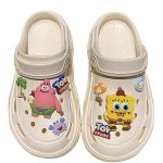 画像9: SpongeBob sandals slippers スポンジボブ チャーム付き 厚底 シャワー ステッピング クロッグ サンダル スリッパ (9)