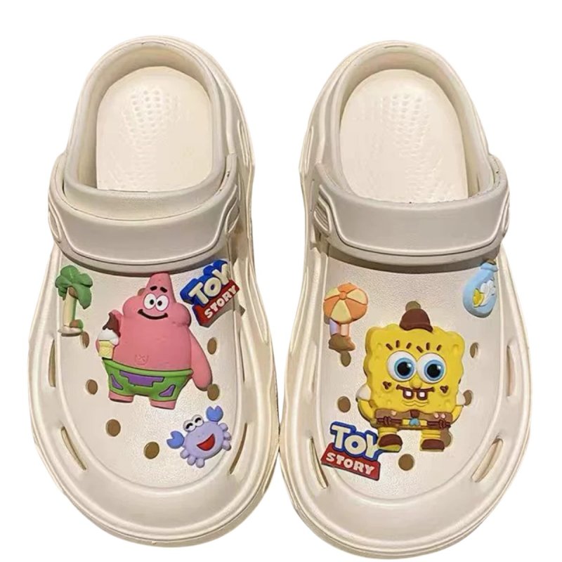 画像9: SpongeBob sandals slippers スポンジボブ チャーム付き 厚底 シャワー ステッピング クロッグ サンダル スリッパ (9)