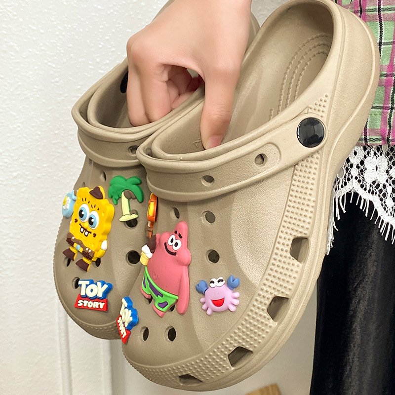 画像5: SpongeBob sandals slippers スポンジボブ チャーム付き 厚底 シャワー ステッピング クロッグ サンダル スリッパ (5)