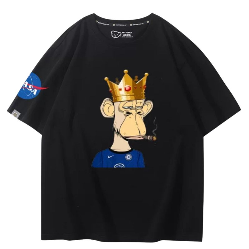 画像1: Unisex NASA x chimpanzee T-shirt 男女兼用ユニセックスNASA ナサ × チンパンジー プリントTシャツ (1)