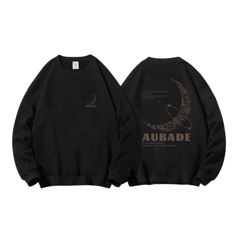 画像2: Paisley Moon sweat shirts ユニセックス 男女兼用 ペイズリー 月 ムーン プリント スウェットトレーナー (2)