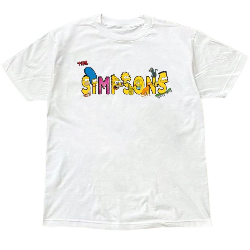 画像1: Simpson family alphabet illustrationT-Shirt ユニセックス 男女兼用 シンプソンファミリーアルファベットイラスト Tシャツ (1)