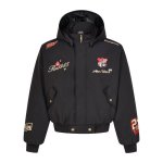 画像1: Emblem-Embroidered Zip-Up Stand-Collar Blouson Varsity Jacket ユニセックス男女兼用エンブレム刺繍スタンドカラージップアップブルゾンスタジアムジャンパー スタジャン  (1)