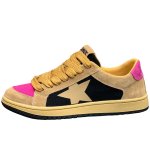 画像2: Unisex Star Leather & Canvas Lace-Up Sneakers ユニセックス 男女兼用  厚底 スターレザー＆キャンバス レースアップ スニーカー  (2)