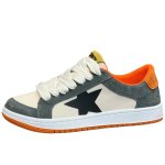 画像3: Unisex Star Leather & Canvas Lace-Up Sneakers ユニセックス 男女兼用  厚底 スターレザー＆キャンバス レースアップ スニーカー  (3)