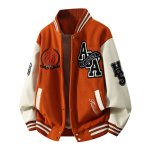画像3: Leather-Sleeve Baseball Jacket with Letter & Emblem Embroidery Plus Sizes Available Jacket ユニセックス男女兼用レターエンブレム刺繍スタジアムジャンパー スタジャンプラスサイズあり  (3)