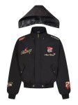 画像3: Emblem-Embroidered Zip-Up Stand-Collar Blouson Varsity Jacket ユニセックス男女兼用エンブレム刺繍スタンドカラージップアップブルゾンスタジアムジャンパー スタジャン  (3)