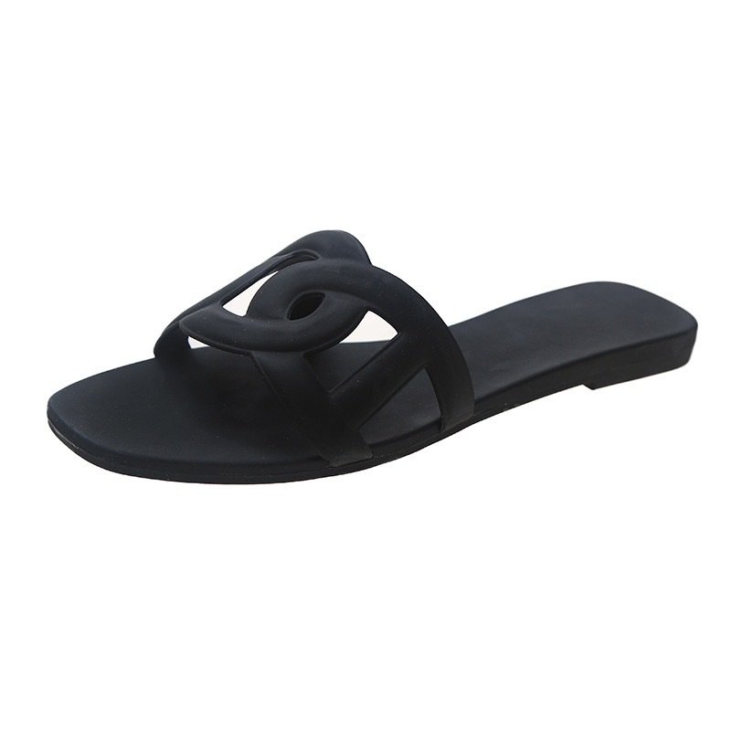 画像1: Flat leather sandals slippers フラット ピッグノーズ ジェリーサンダル スリッパ    (1)