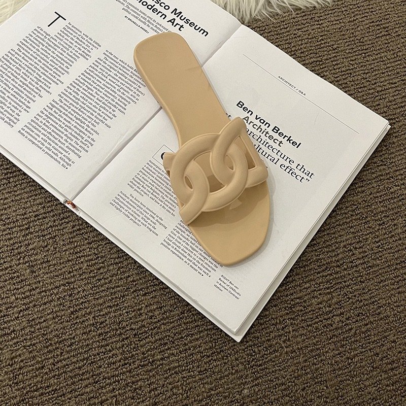 画像9: Flat leather sandals slippers フラット ピッグノーズ ジェリーサンダル スリッパ    (9)