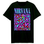 画像1: Unisex Nirvana Neon Flower Print T-Shirt 男女兼用 ニルヴァーナ× 蛍光フラワープリント ヴィンテージ風 半袖ラウンドネック Tシャツ ユニセックス 男女兼用 バンドT (1)