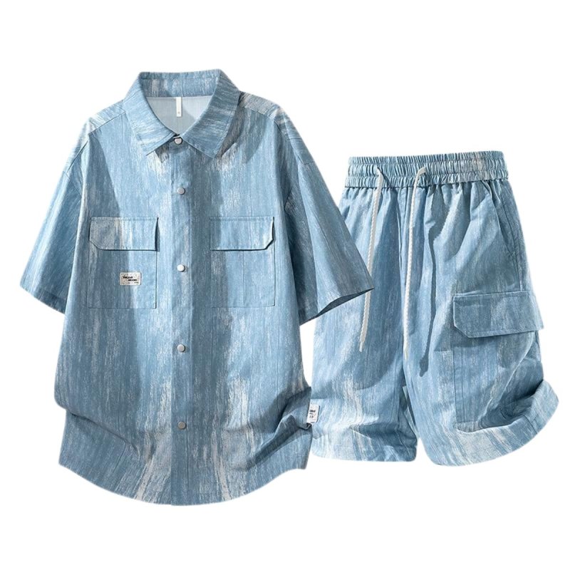 画像2: NASA Stripe Short Sleeve Shirt + Short Pant Set up Matching Set  ユニセックス 男女兼用 ストライプ マッチングセット  セットアップ 上下 大きなサイズあり (2)