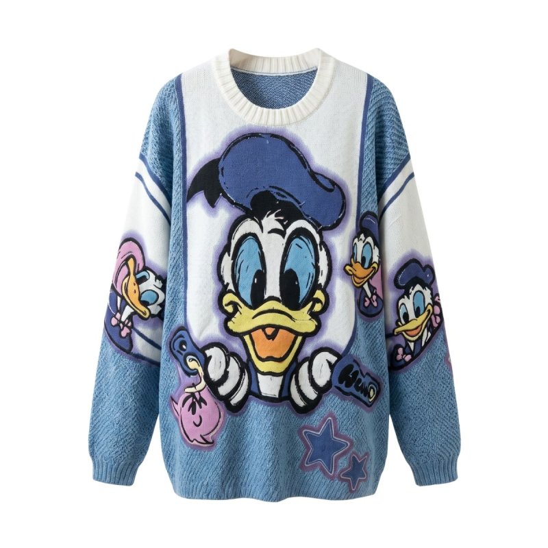 画像2: Donald Duck & Daisy Duck Crochet Sweater ドナルドダック & デイジーダック 編み込みセーター (2)