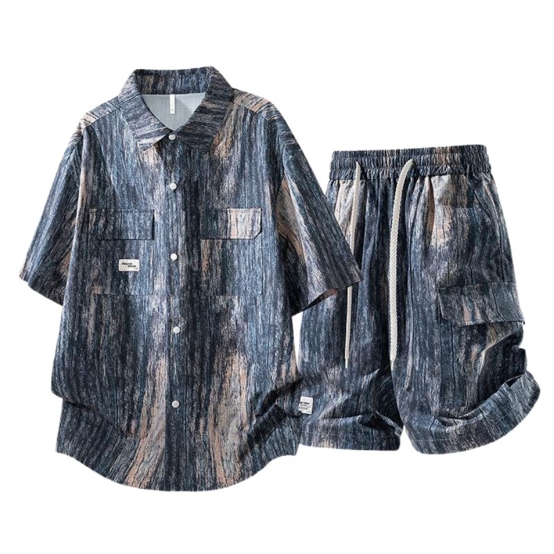 画像1: NASA Stripe Short Sleeve Shirt + Short Pant Set up Matching Set  ユニセックス 男女兼用 ストライプ マッチングセット  セットアップ 上下 大きなサイズあり (1)