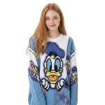 画像1: Donald Duck & Daisy Duck Crochet Sweater ドナルドダック & デイジーダック 編み込みセーター (1)