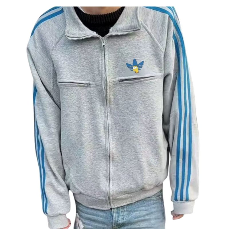 画像4: Bart Simpson Small-Logo Zip-Up Sweat Jacket baseball uniform jacket blouson ユニセックス男女兼用ワンポイントバートシンプソン スウェットジップアップジャケットスタジャン ブルゾン (4)