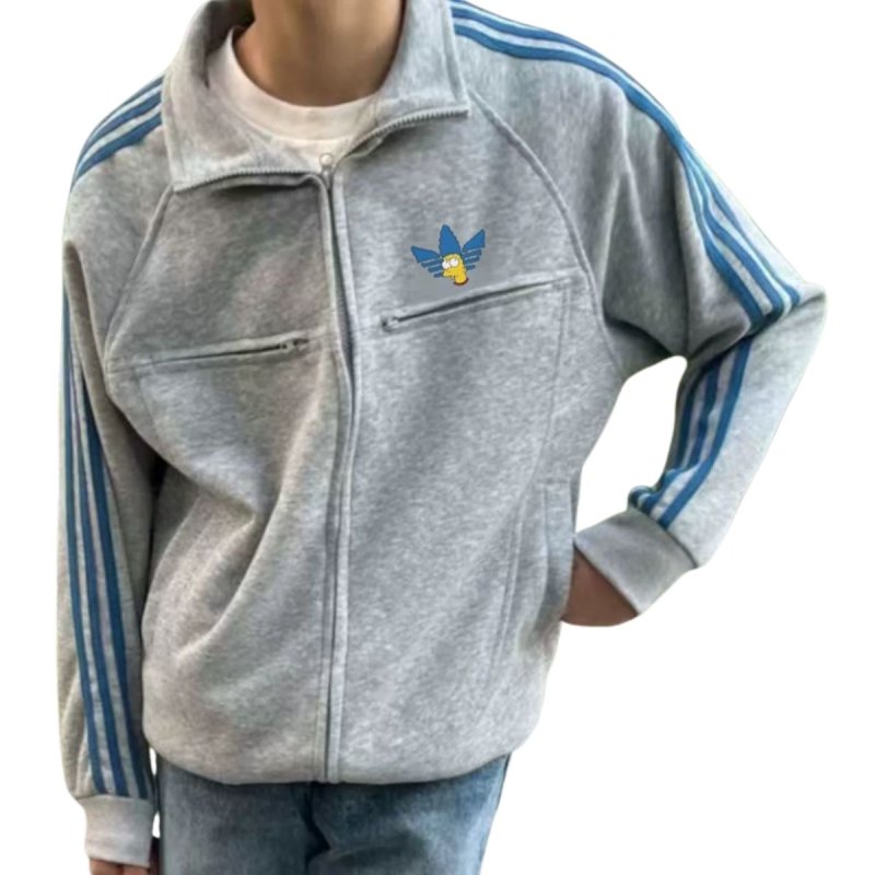 画像2: Bart Simpson Small-Logo Zip-Up Sweat Jacket baseball uniform jacket blouson ユニセックス男女兼用ワンポイントバートシンプソン スウェットジップアップジャケットスタジャン ブルゾン (2)