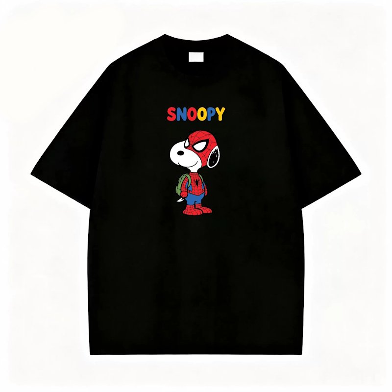 画像1: Unisex Spider-Man x Snoopy T-Shirt   ユニセックス 男女兼用スヌーピースパイダーマン プリント 半袖 Tシャツ (1)