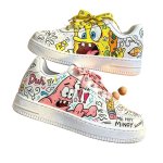 画像1: SpongeBob & Patrick Lace-Up Leather ユニセックススポンジボブ＆パトリックレースアップレザースニーカー (1)