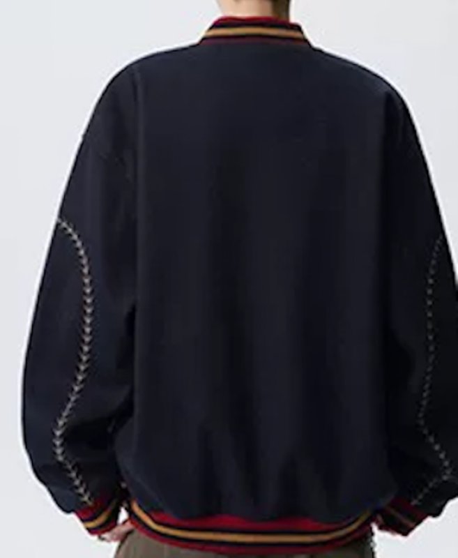 画像3:  Retro baseball-style embroideryJacket ユニセックス男女兼用レトロベースボールボールスタイル刺繍スタジアムジャンパー スタジャン (3)