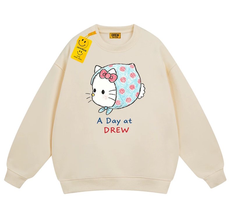 画像1: Unisex Polka-dot Scarf Kitty Style Sweatshirt shirts ユニセックス 男女兼用プリントドットスカーフキティースタイルスウェットシャツ スウェットトレーナー (1)