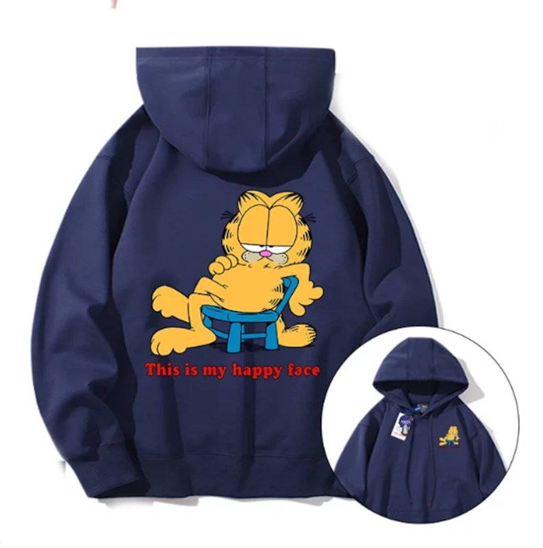 画像1: Unisex Relaxed Garfield Hoodie　ユニセックス 男女兼用リラックスガーフィールドプリント フーディーパーカースウェット (1)