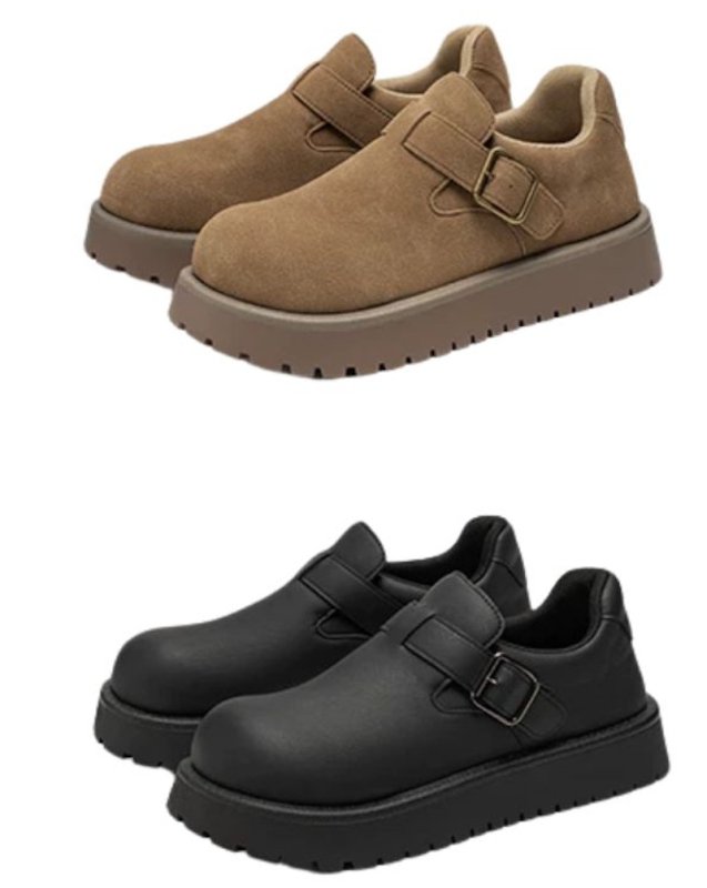 画像3: Mens Unisex Wide-Toe Leather Slip-Ons Sneakers  ビッグトゥレザースリッポンローファースニーカー シューズ (3)