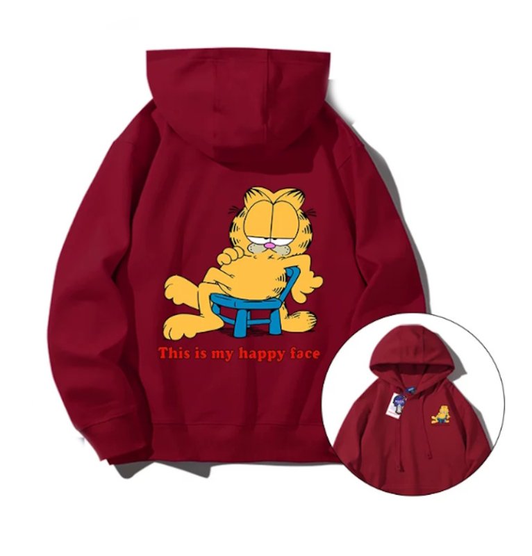画像8: Unisex Relaxed Garfield Hoodie　ユニセックス 男女兼用リラックスガーフィールドプリント フーディーパーカースウェット (8)