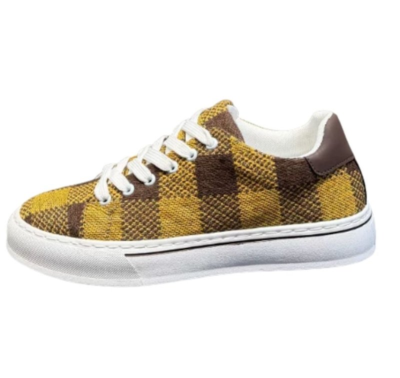 画像2: UnisexCheckered Damier Lace-Up Platform Sneakers 　ユニセックス 男女兼用 チェックダミエレースアッププラットフォームスニーカー (2)