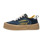 画像1: Unisex Platform Canvas German-Style Lace-Up Sneakers　ユニセックス 男女兼用 厚底キャンバスジャーマニースタイルレースアップスニーカー (1)